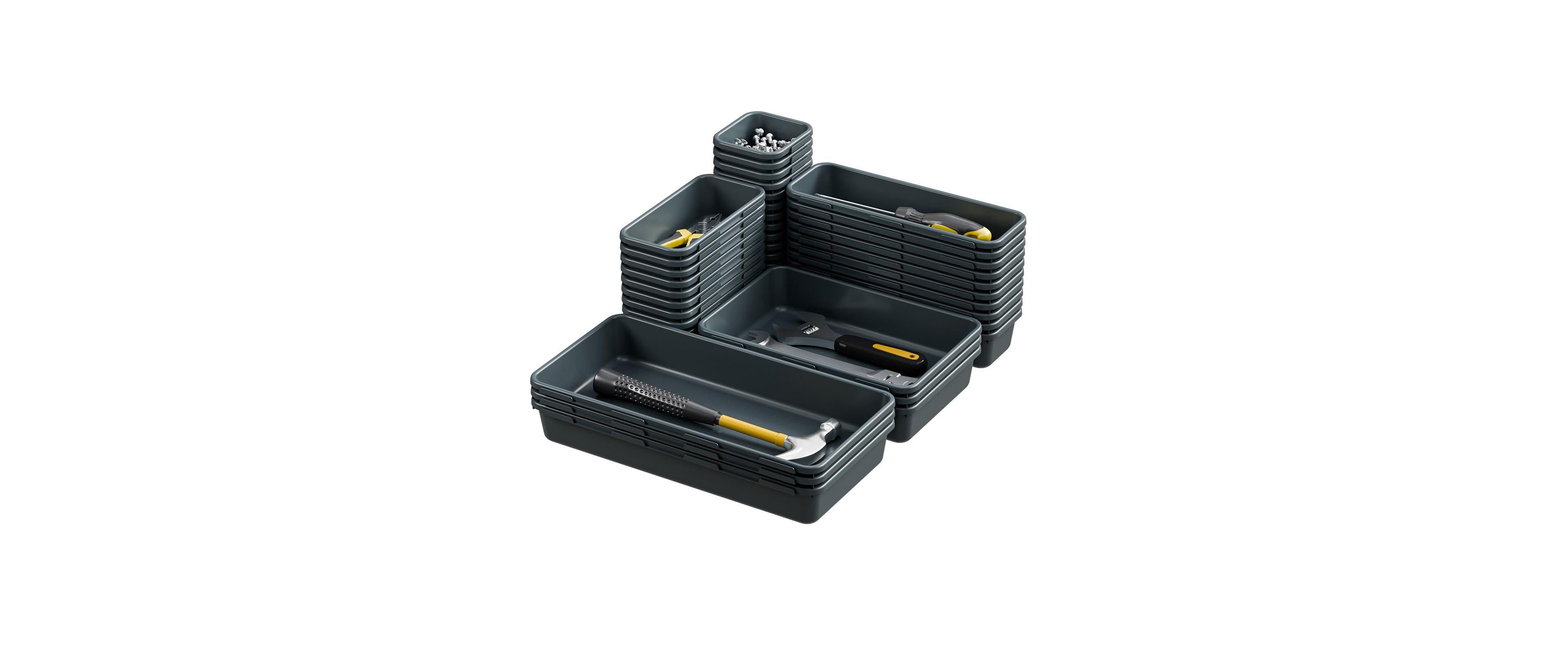 Four Candies Plastic Interlocking Desk Drawer Organizer Tray Set 5 Sizes For Home Office Kitchen Bathroom