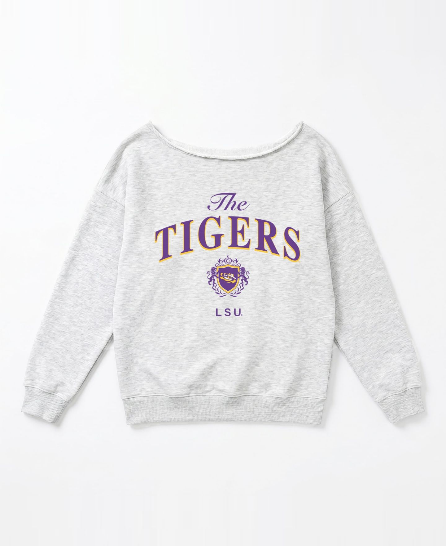Женская толстовка Gameday Couture Ash LSU Tigers Offsides Energy Off-Shoulder — фото 4