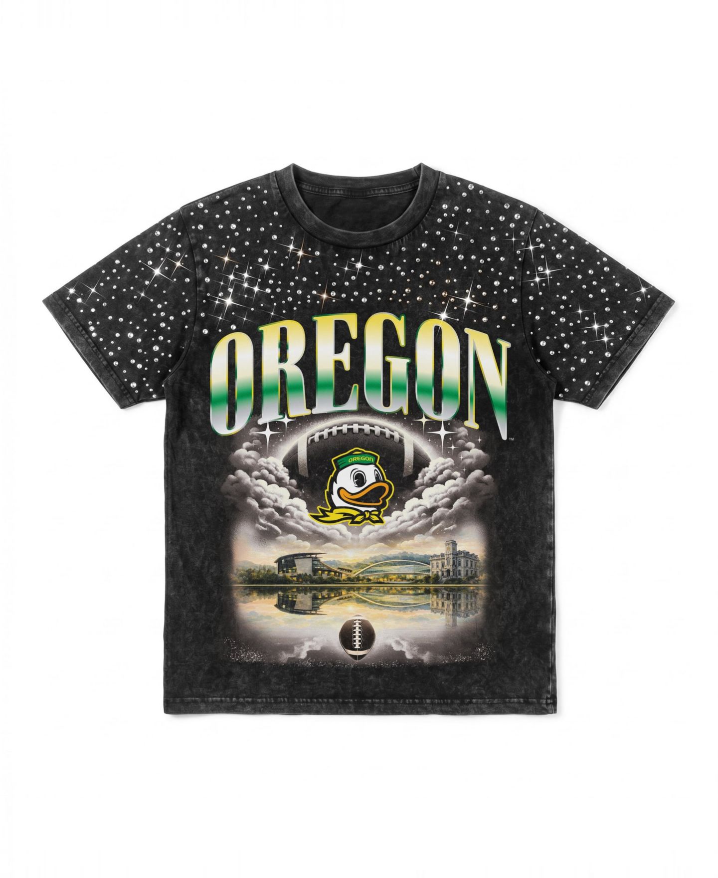 Женская футболка Gameday Couture Black Oregon Ducks Sky's the Limit Washed Micro Rhinestone — фото 5