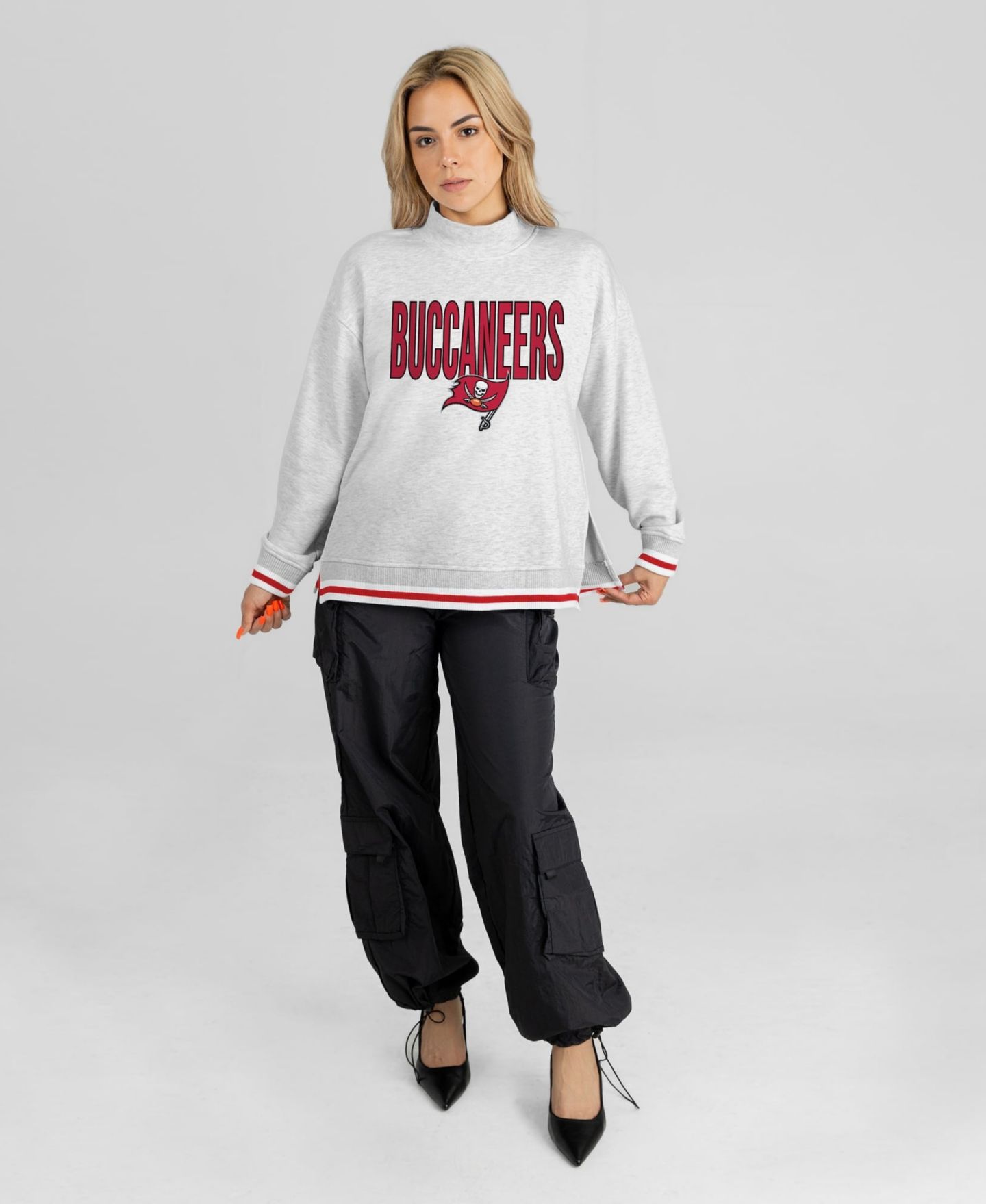 Женская толстовка Gameday Couture Ash Tampa Bay Buccaneers Rally Point Contrast Stripe Mock Neck — фото 3