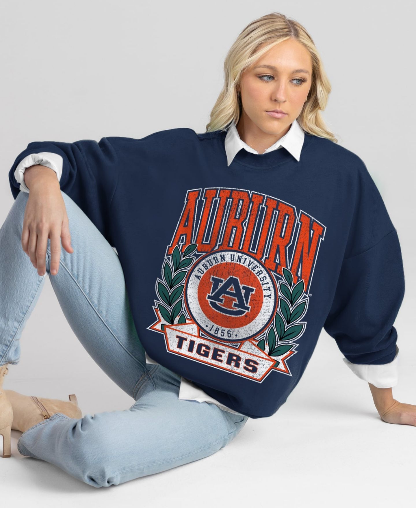 Женская толстовка Gameday Couture Navy Auburn Tigers Classic Archives Oversized Premium Fleece — фото 4