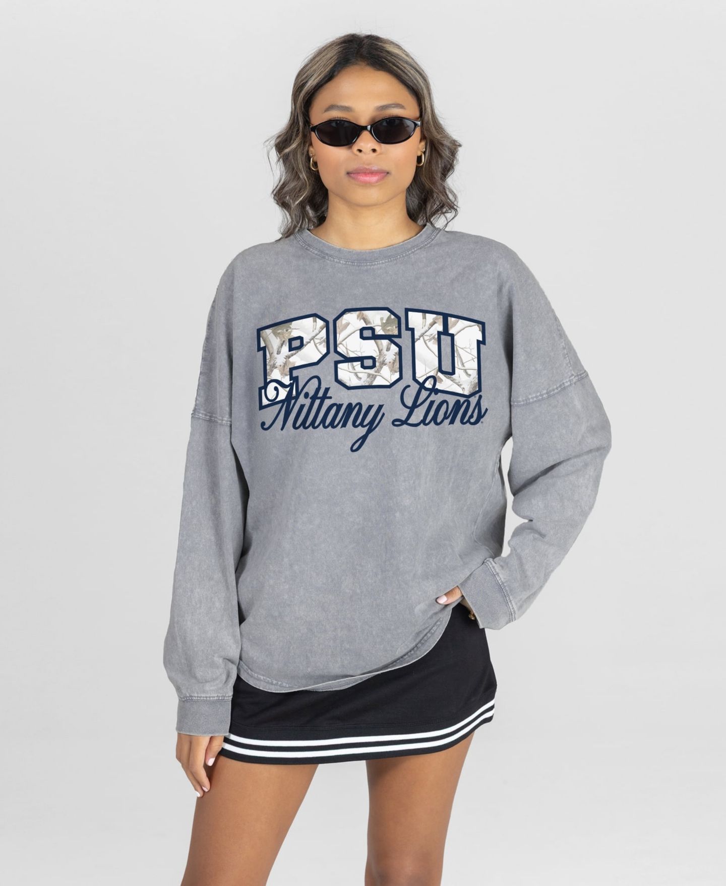 Женская футболка Gameday Couture Gray Penn State Nittany Lions Snow Wash Oversized Long-Sleeve — фото 1