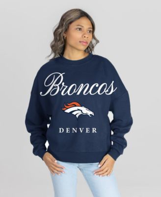Women's Navy Denver Broncos Legacy Club Premium Fleece Drop Shoulder Oversized Sweatshirt