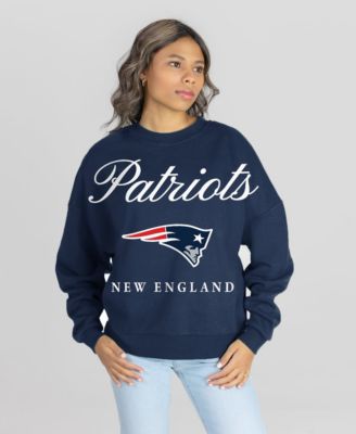 Women's Navy New England Patriots Legacy Club Premium Fleece Drop Shoulder Oversized Sweatshirt