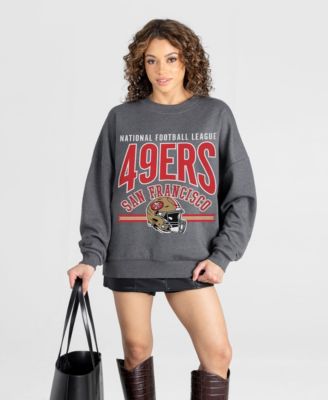 Women's Charcoal San Francisco 49ers Kickoff Classic Oversized Premium Drop Shoulder Sweatshirt