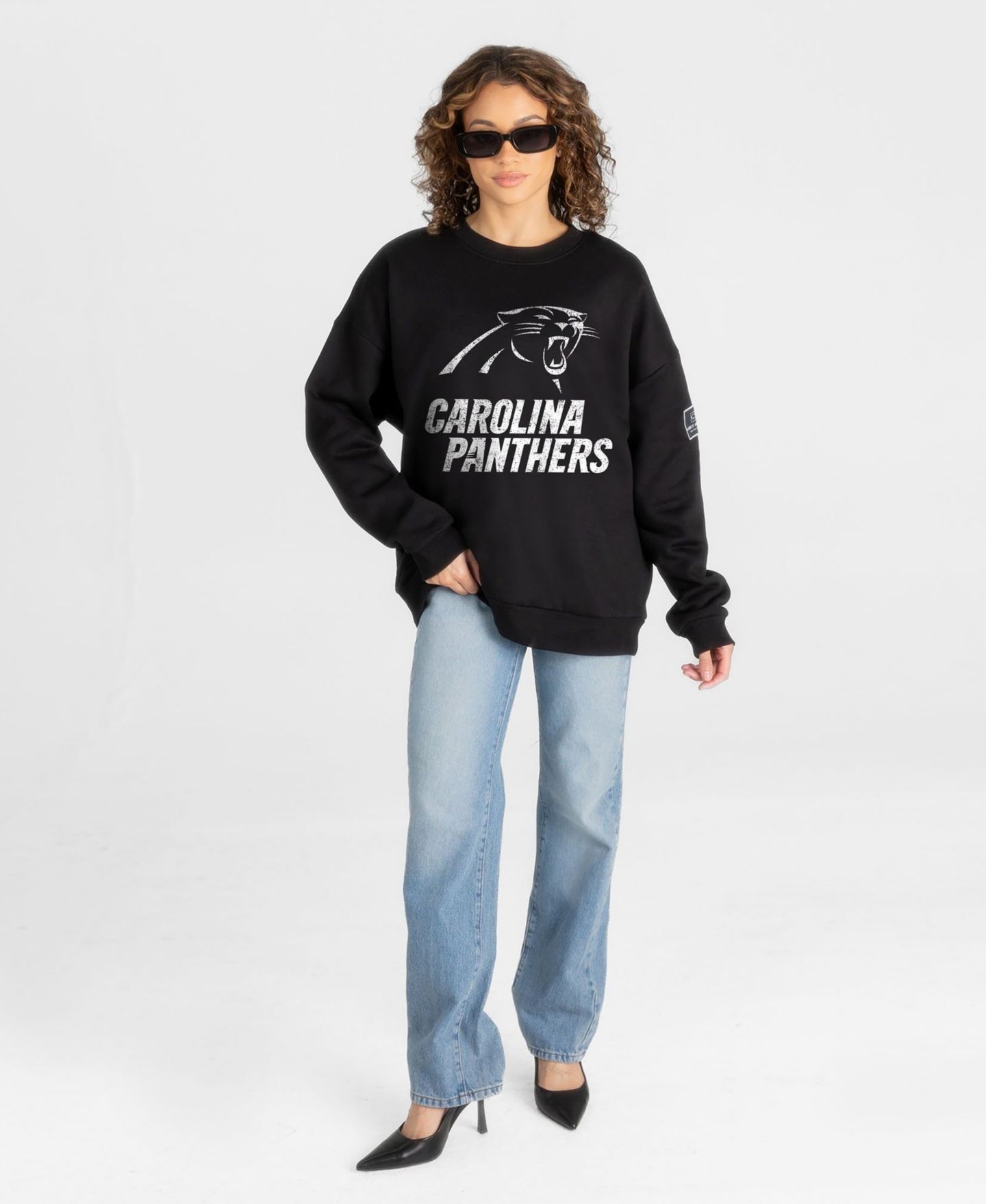 Женская толстовка Gameday Couture Black Carolina Panthers Bold Move Black Label Premium Drop Shoulder — фото 3