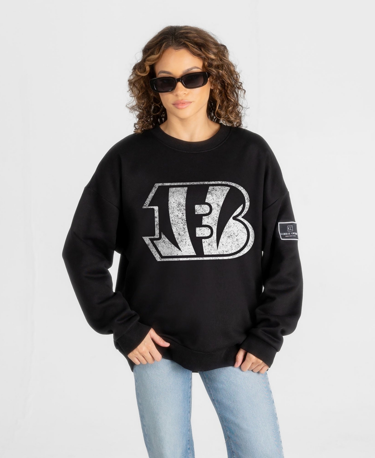 Gameday Couture Women's Black Cincinnati Bengals Bold Move Black Label Premium Drop Shoulder Sweatshirt - Black