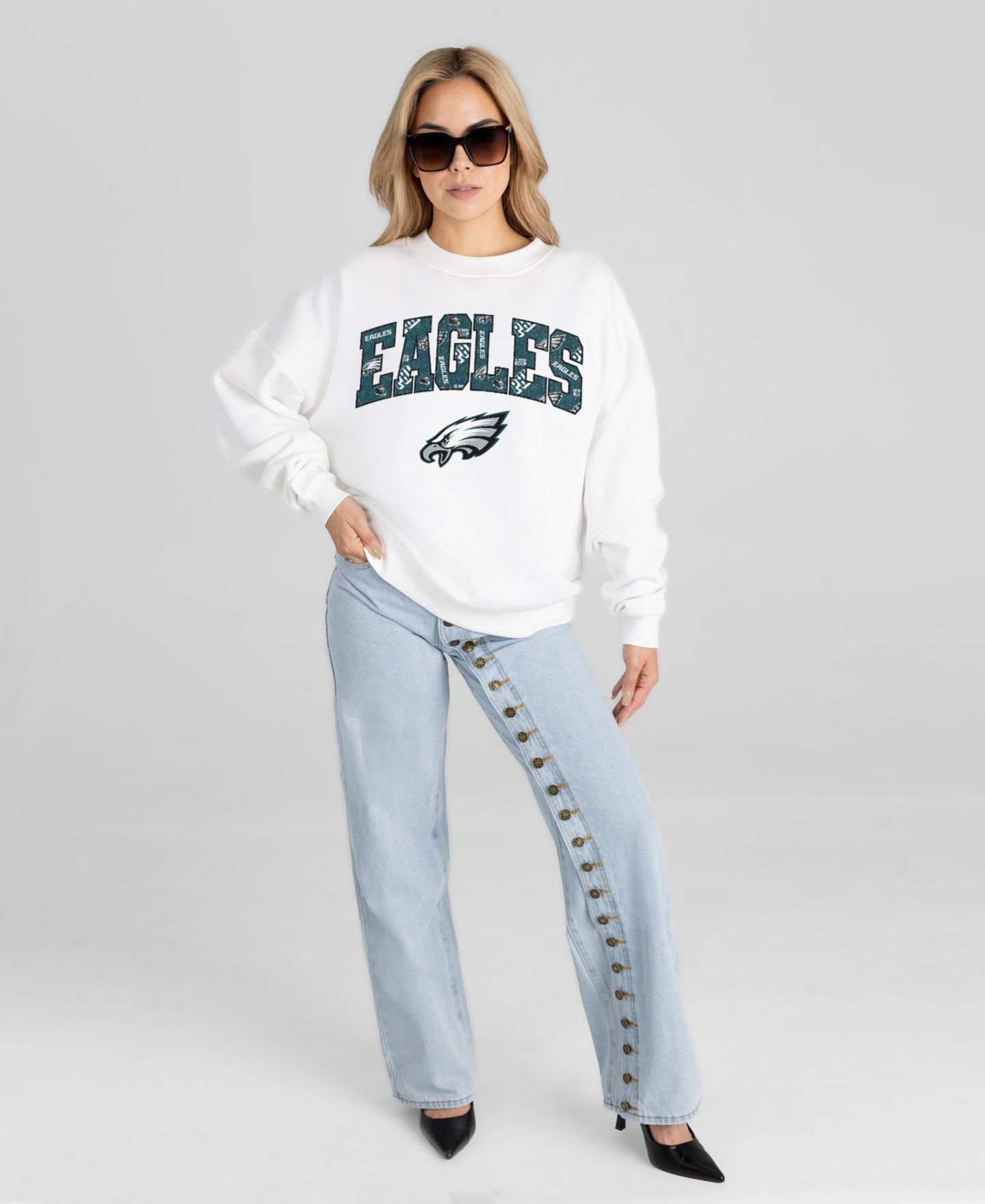 Женская толстовка Gameday Couture White Philadelphia Eagles Sweet Play Oversized Premium Drop Shoulder — фото 3