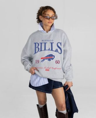 Women's Ash Buffalo Bills Instant Classic Oversized Premium Drop Shoulder Sweatshirt