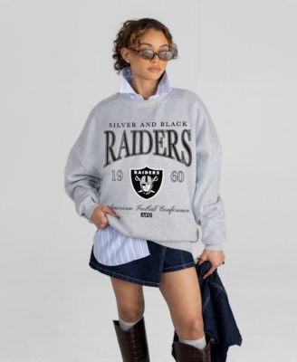 Women's Ash Las Vegas Raiders Instant Classic Oversized Premium Drop Shoulder Sweatshirt