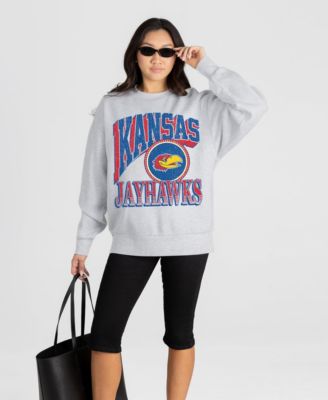 Women's Ash Kansas Jayhawks Game On Sweatshirt