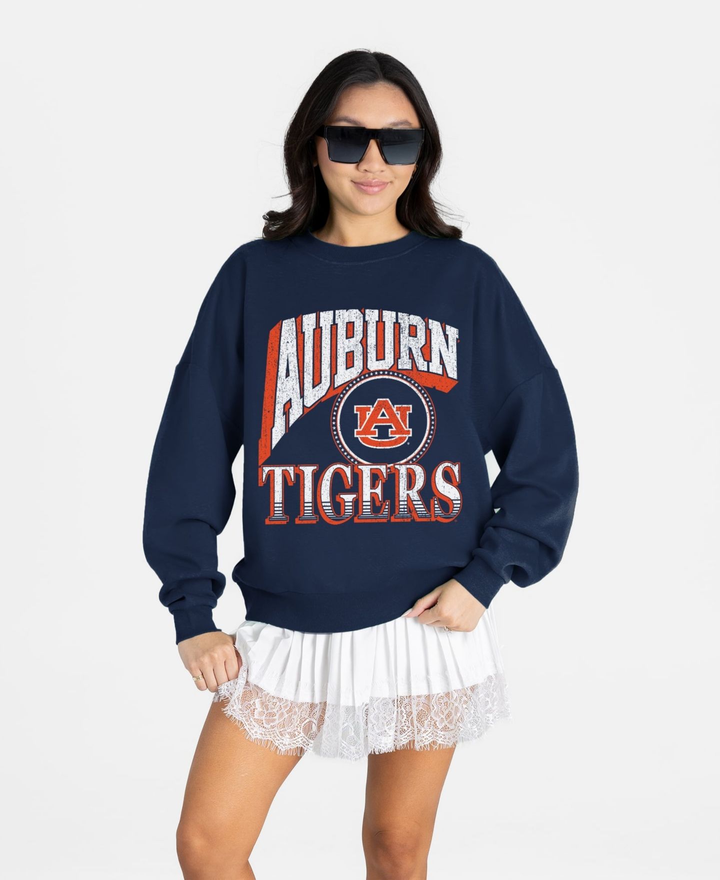 Женская толстовка Gameday Couture Navy Auburn Tigers Main Character Oversized Premium Drop Shoulder — фото 1