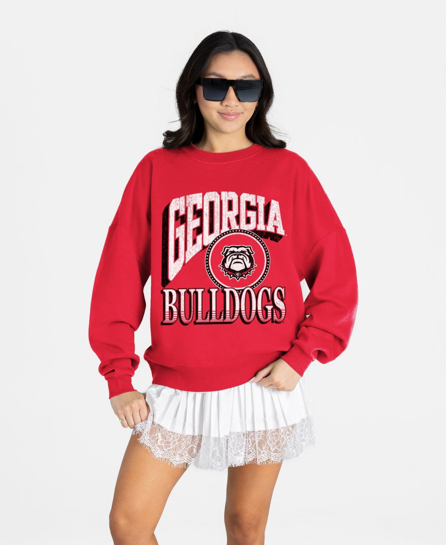 Женская толстовка Gameday Couture Red Georgia Bulldogs Main Character Oversized Premium Drop Shoulder — фото 1