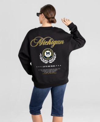 Women's Black Michigan Wolverines Classic Charm Black Label Premium Drop Shoulder Sweatshirt