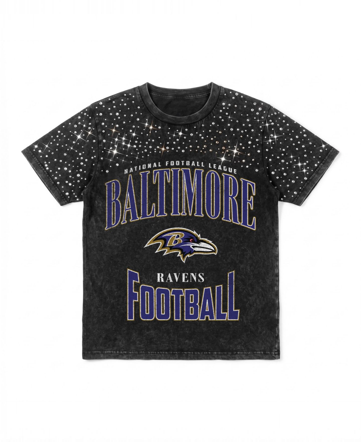 Женская футболка Gameday Couture Black Baltimore Ravens In the Zone Washed Micro Rhinestone — фото 6