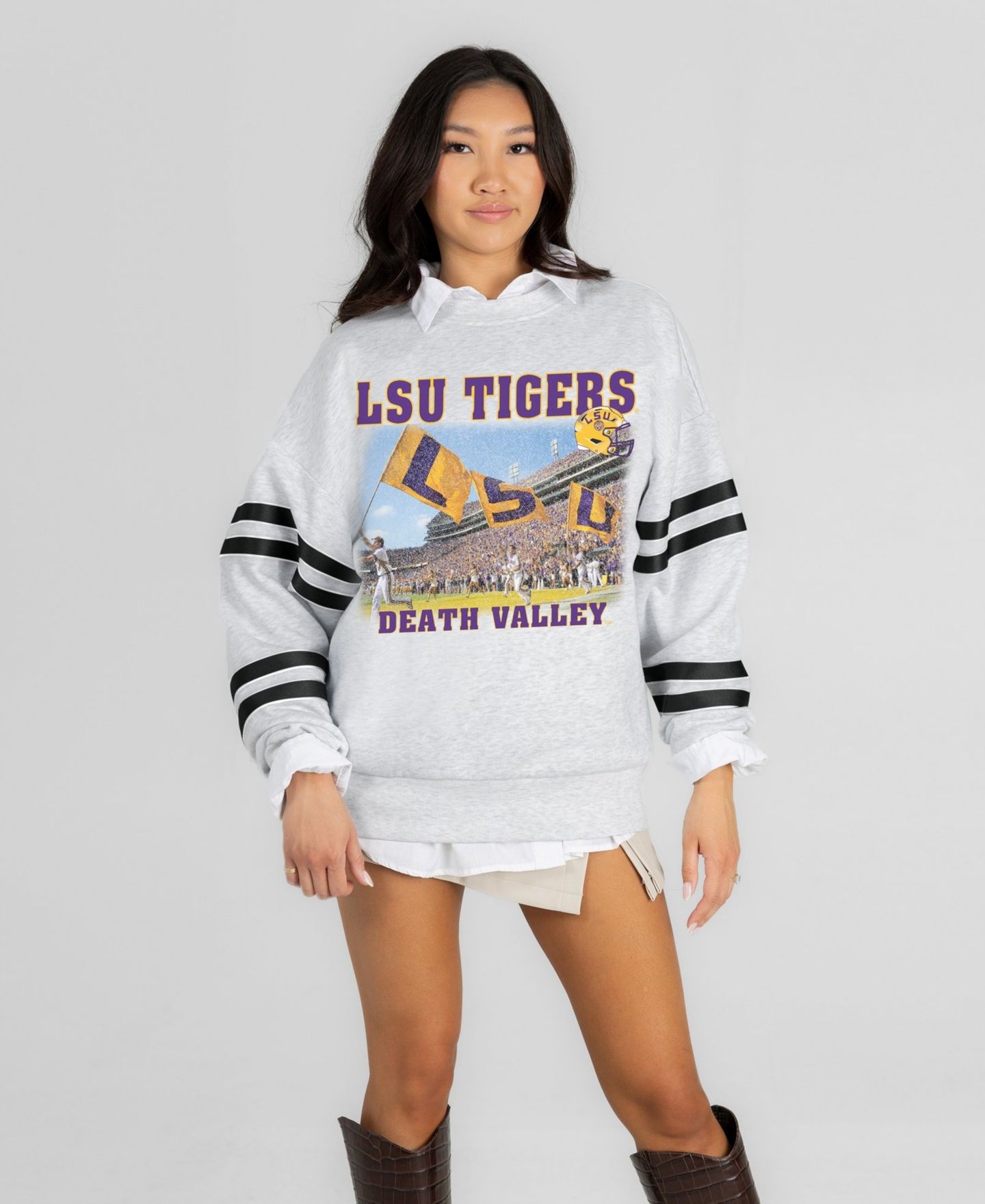 Женская толстовка Gameday Couture Ash LSU Tigers Off the Grid Oversized Fleece — фото 1