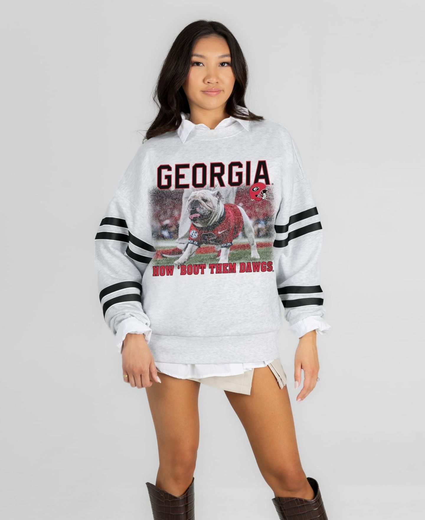 Женская толстовка Gameday Couture Ash Georgia Bulldogs Off the Grid Oversized Fleece — фото 1
