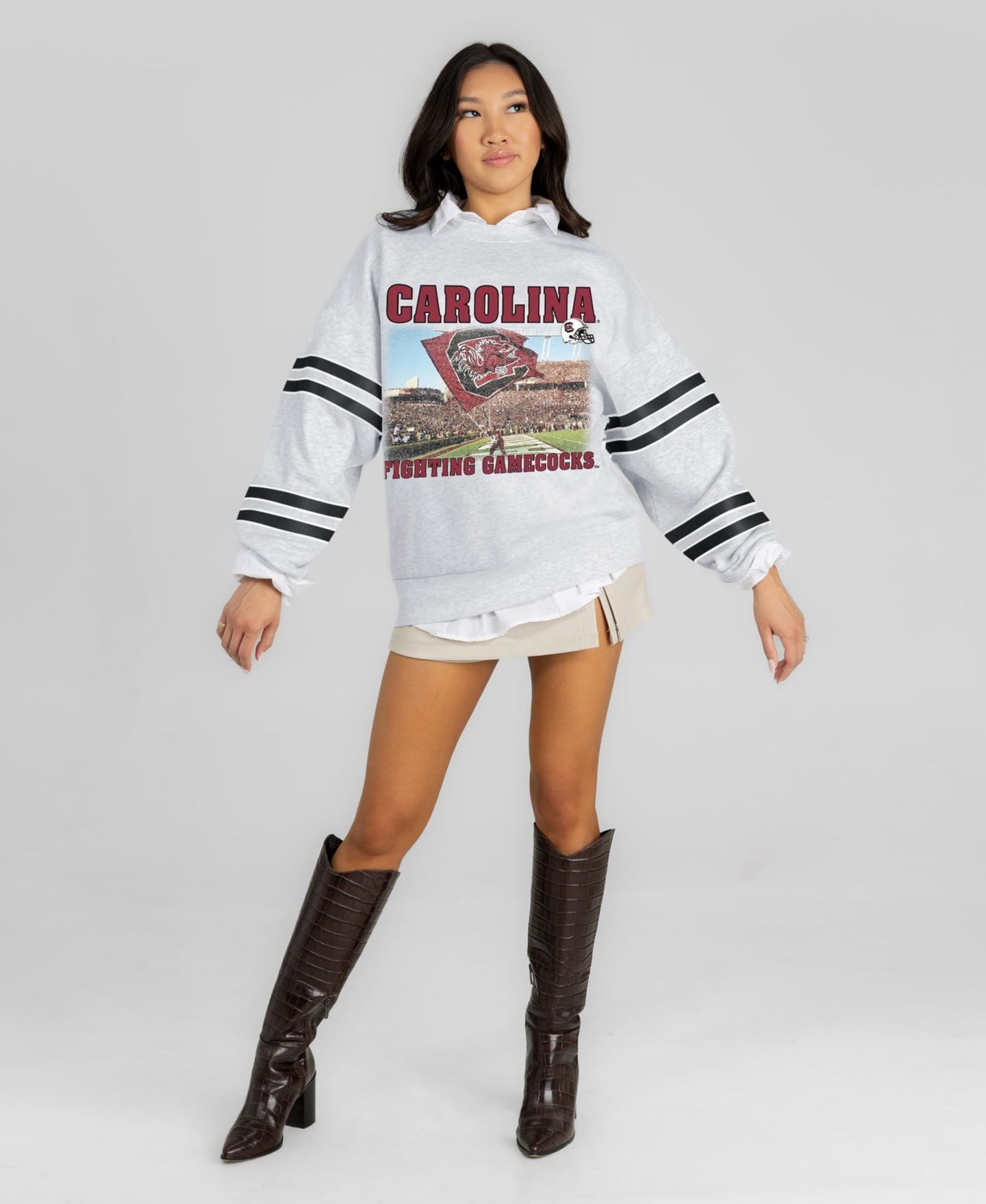 Женская толстовка Gameday Couture Ash South Carolina Gamecocks Off the Grid Oversized Fleece — фото 3