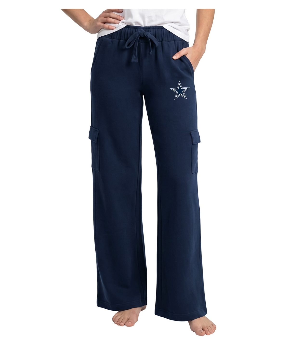Concepts Sport Women's Navy Dallas Cowboys Truett Wide-Leg Cargo Fleece Pants - Navy