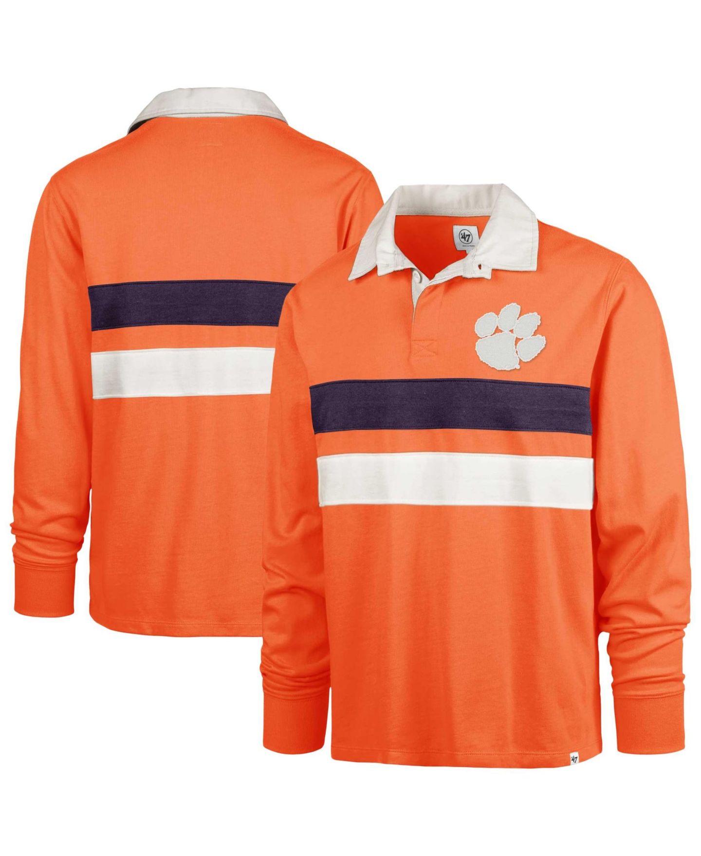 Мужское поло '47 Brand Orange Clemson Tigers Clubhouse Knox Thames Rugby Long-Sleeve Polo — фото 1
