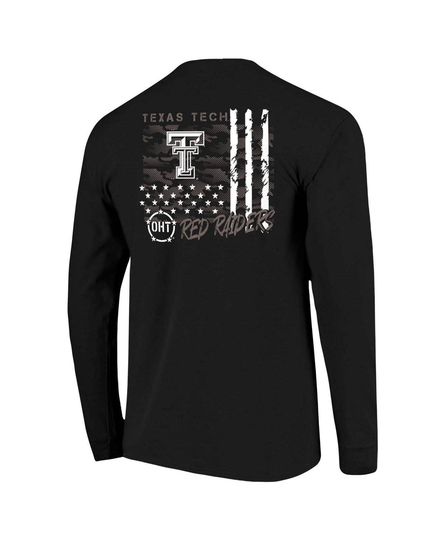 Мужская футболка Image One Black Texas Tech Red Raiders OHT Camo Overlay Comfort Colors Long-Sleeve — фото 3