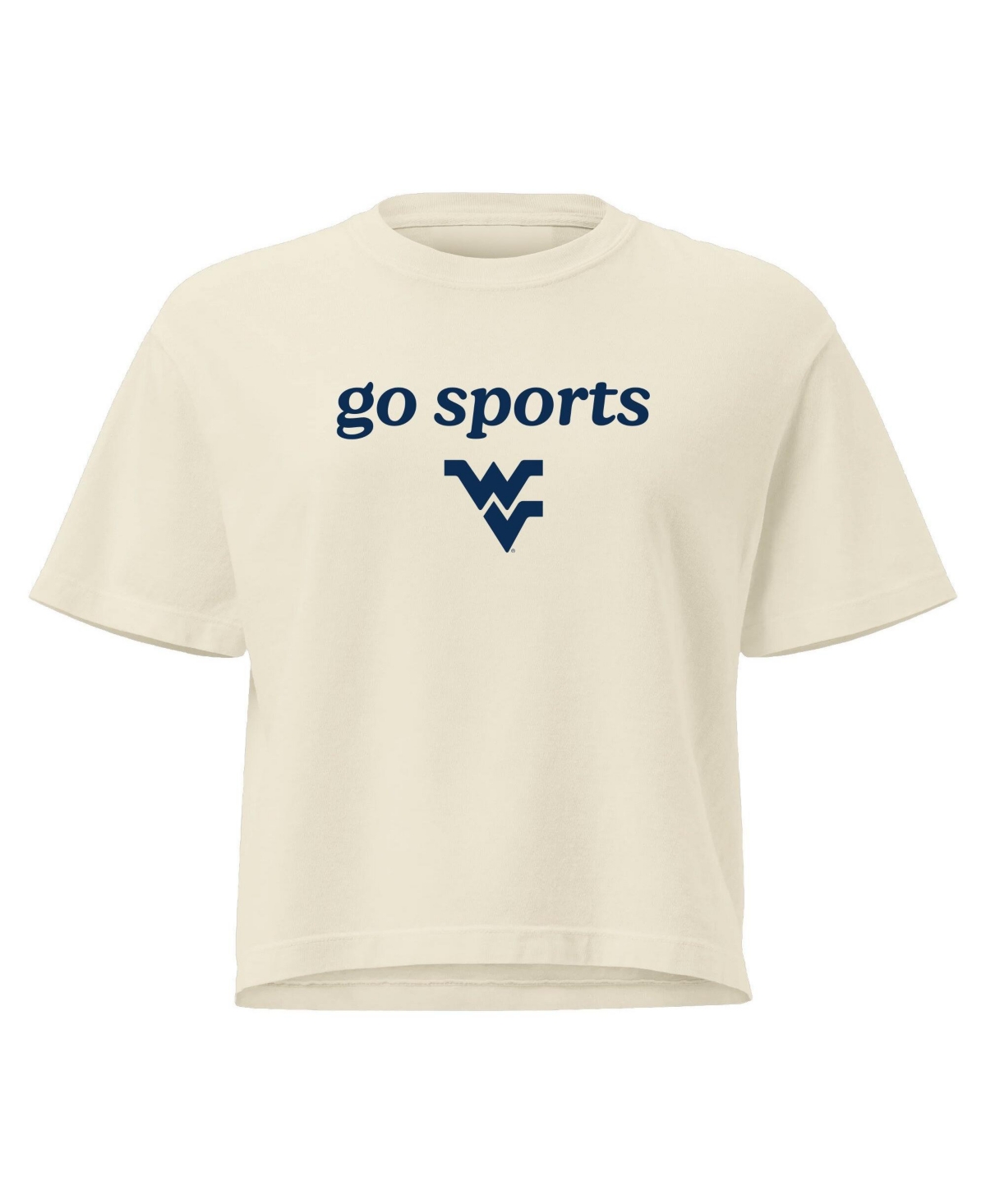 Image One Women's Comfort Colors Cream West Virginia Mountaineers Go Sports Cropped T-Shirt - Cream