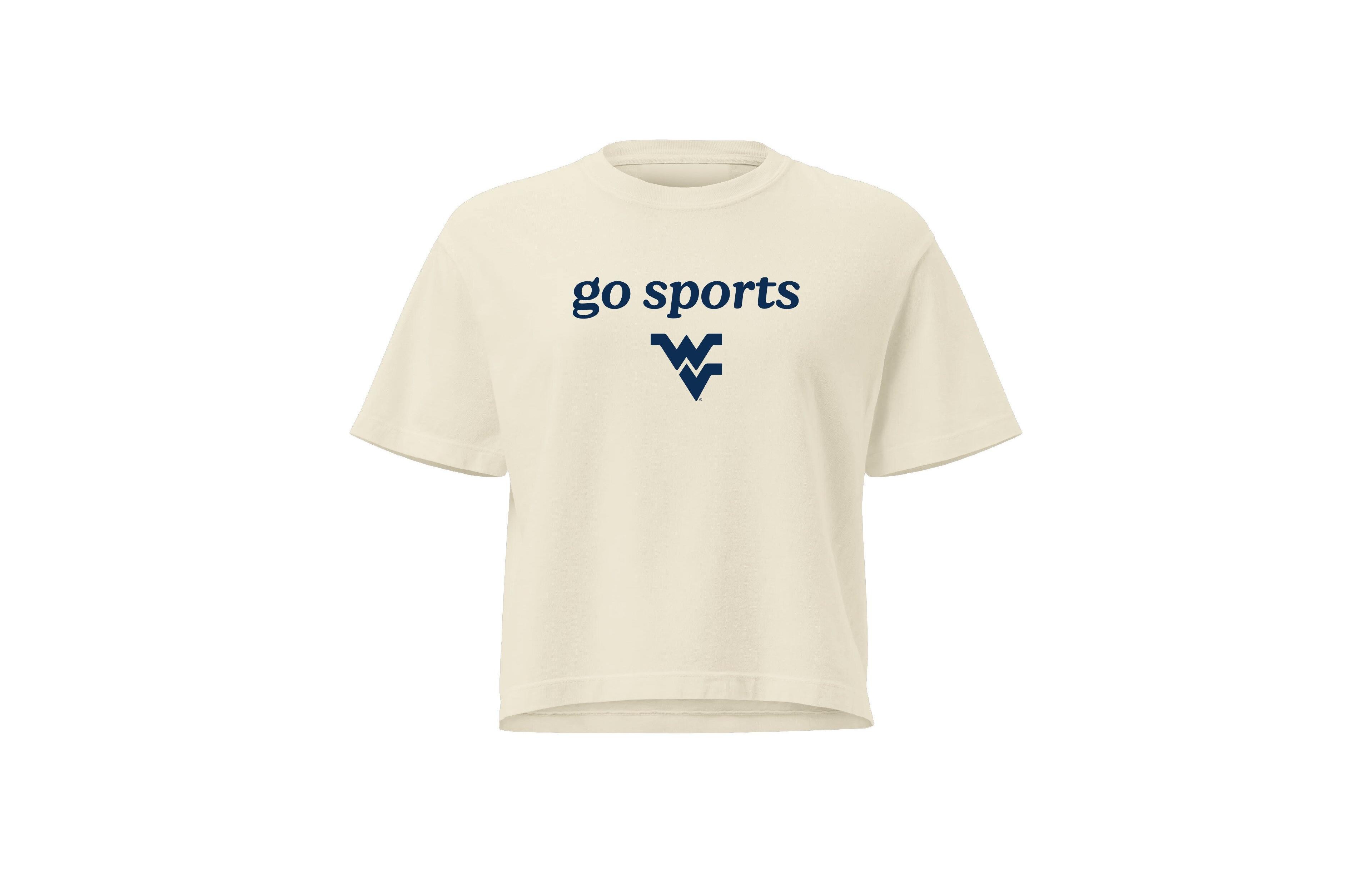 Image One Women's Comfort Colors Cream West Virginia Mountaineers Go Sports Cropped T-Shirt