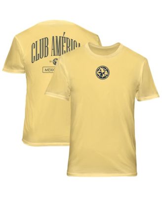 Men's Yellow Club America Back Wordmark Soft Wash T-Shirt