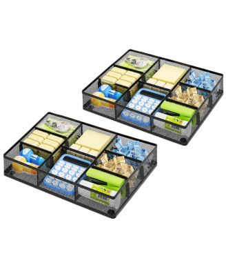Metal Mesh Desk Drawer Organizer With Adjustable Dividers For Home Office Kitchen Makeup