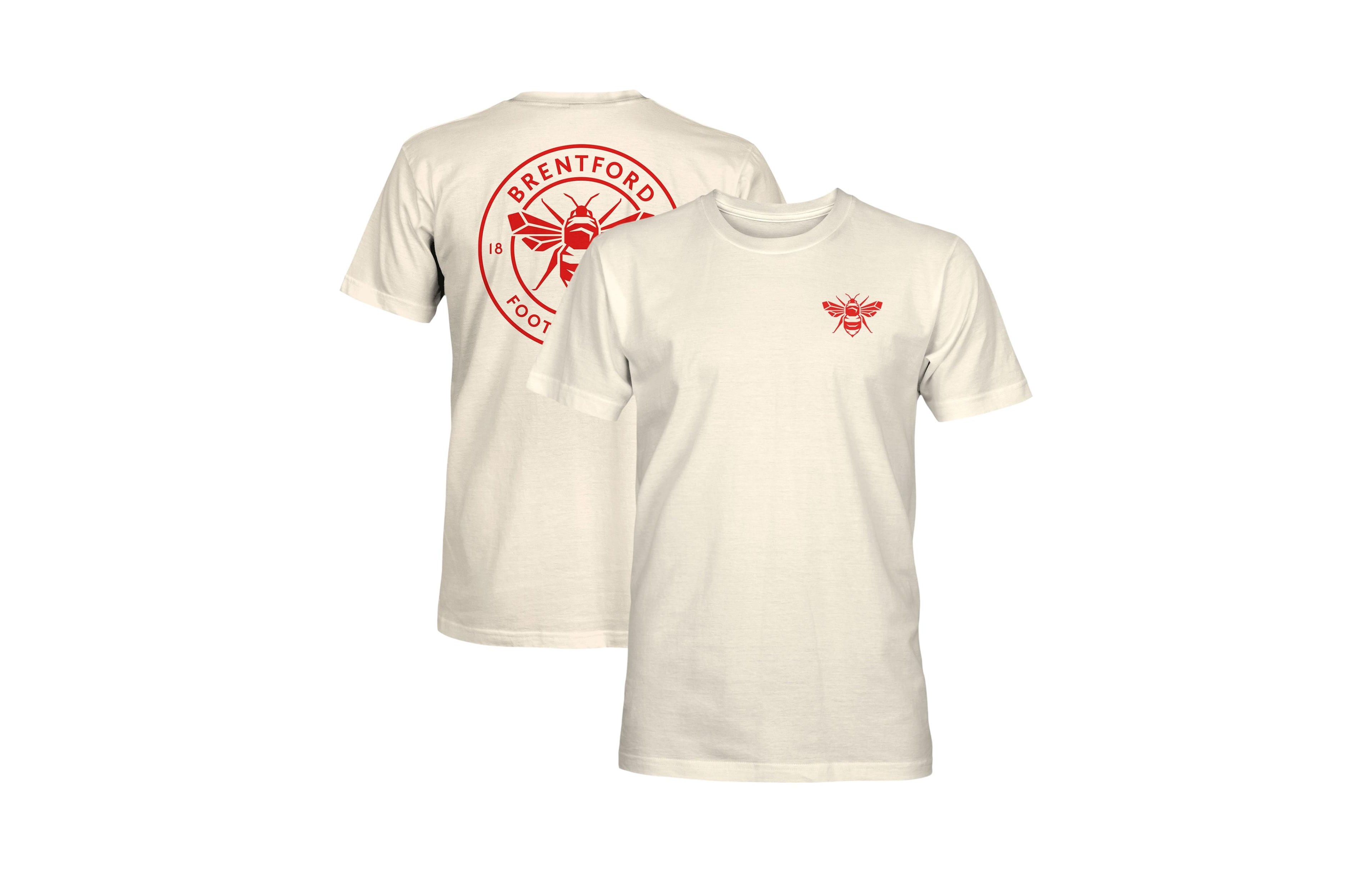 1863FC Men's Cream Brentford Fc Big Logo Heavyweight T-Shirt