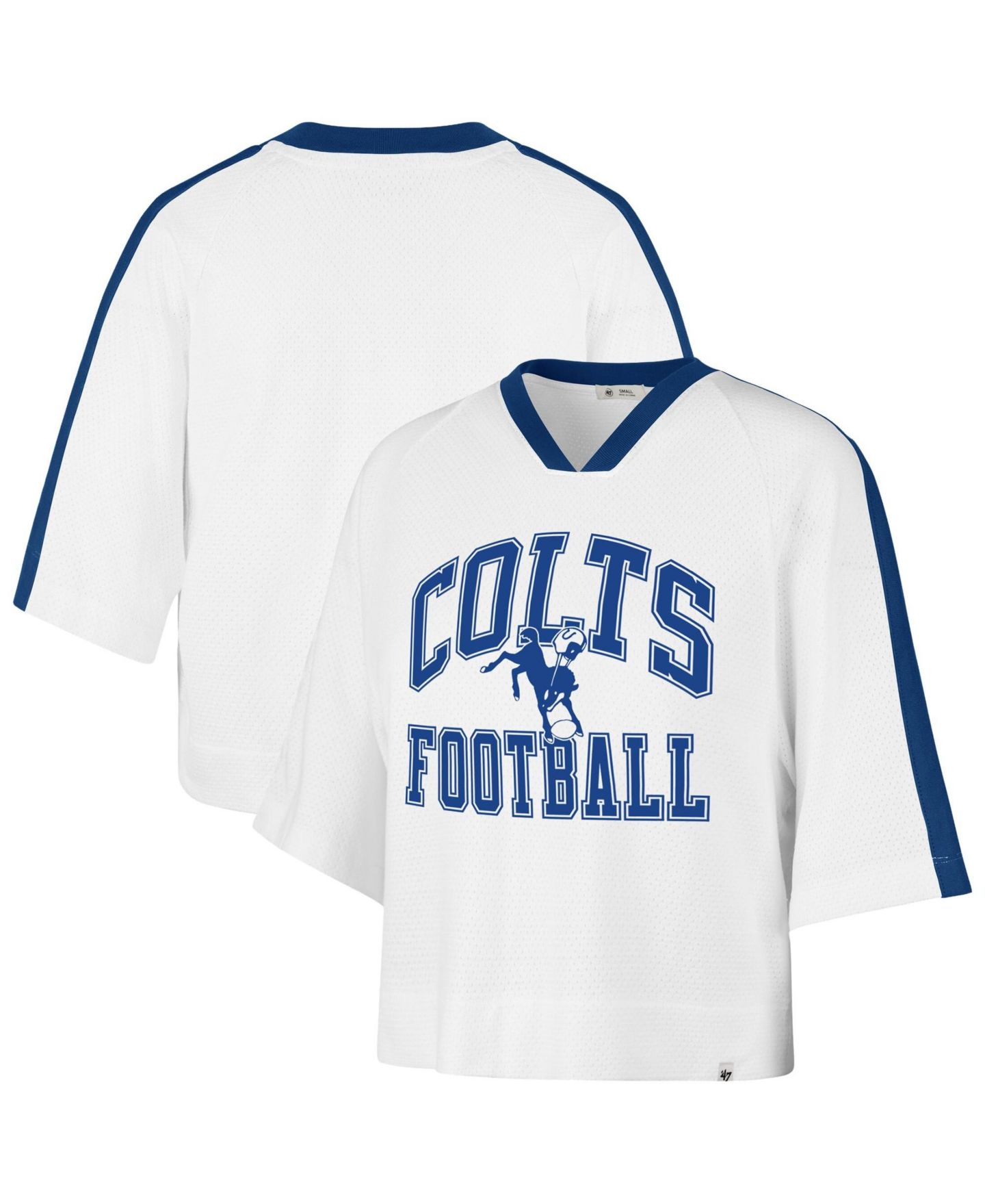 Женская футболка '47 Brand White Indianapolis Colts Big Overarch Drop Needle Raglan V-Neck — фото 1