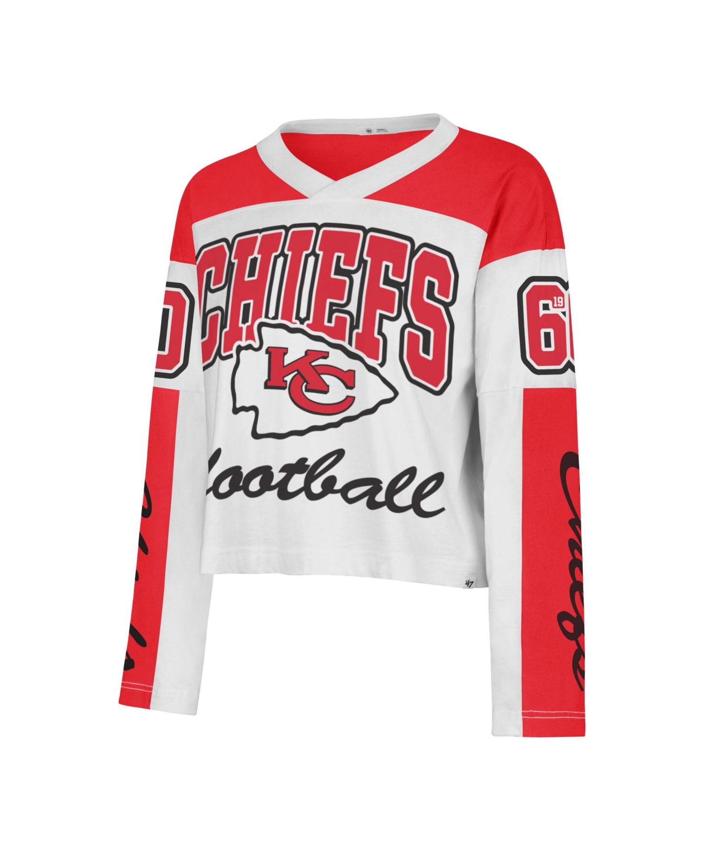 Женский топ '47 Brand White Kansas City Chiefs Exclamation Metro V-Neck Long-Sleeve Jersey — фото 2