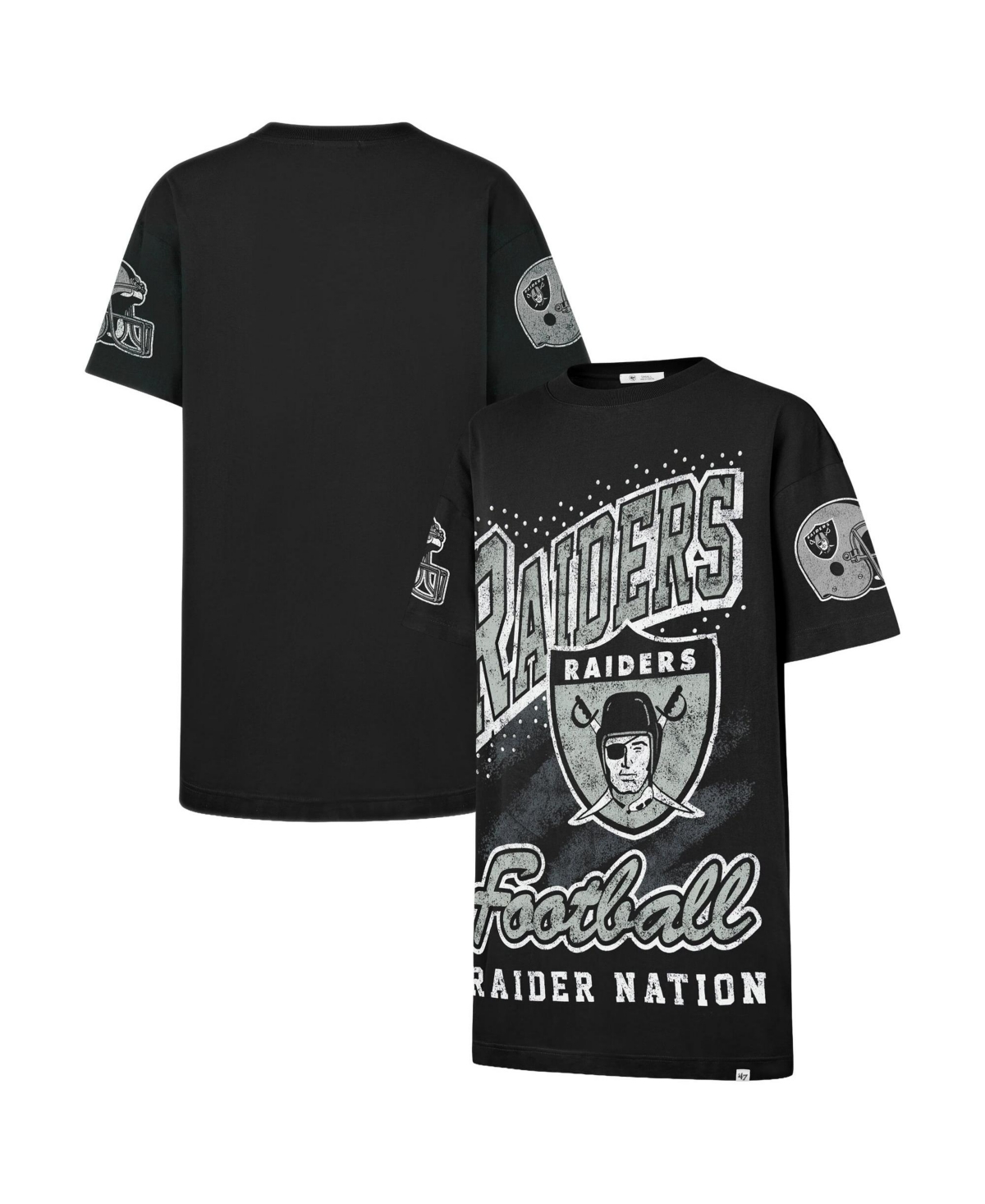 '47 Brand Women's Black Las Vegas Raiders Oversized Gemstone Swash T-Shirt Dress - Black