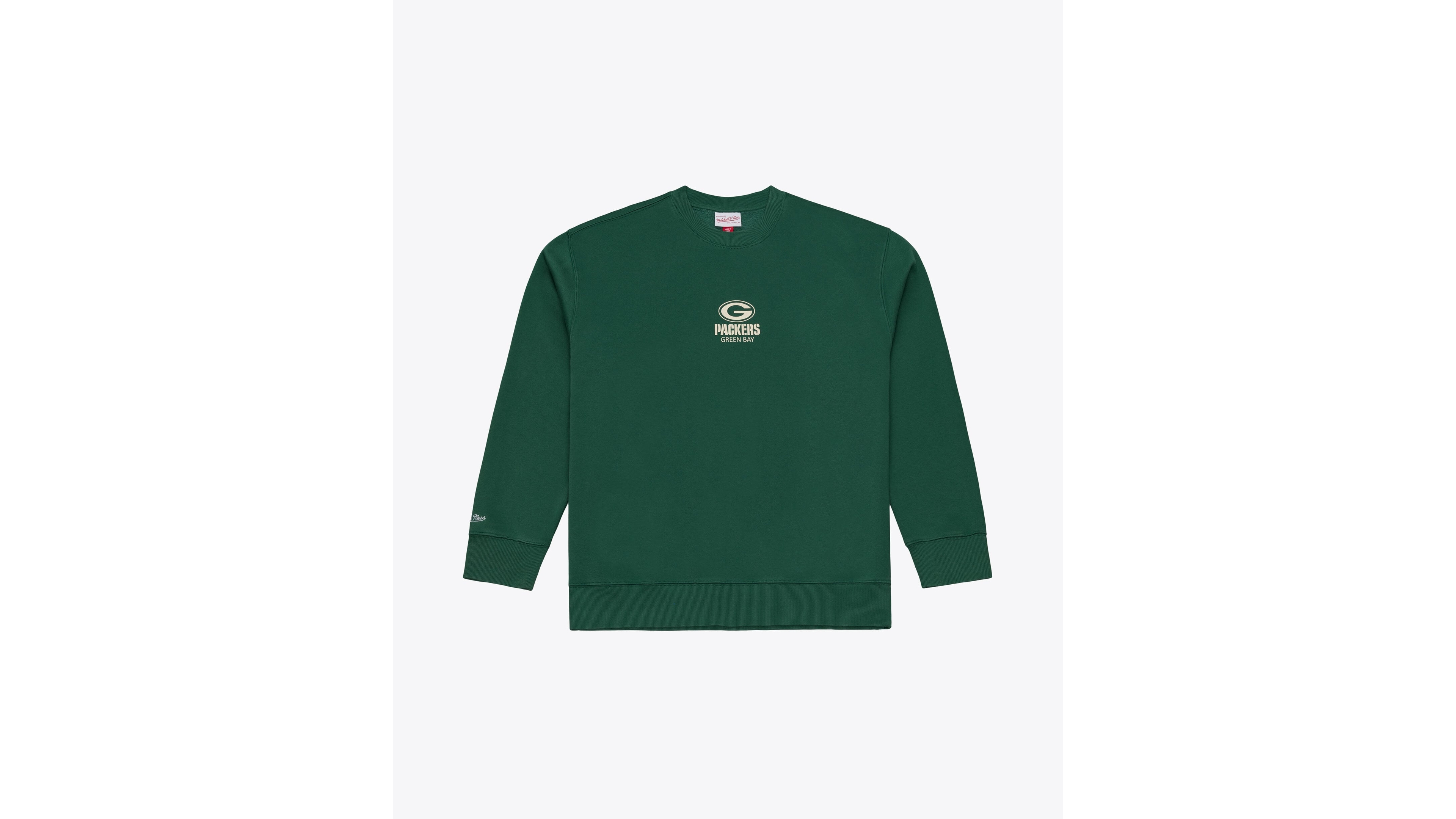 Mitchell & Ness Men's Dark Green Bay Packers Core Essentials Micro Logo Fleece Sweatshirt
