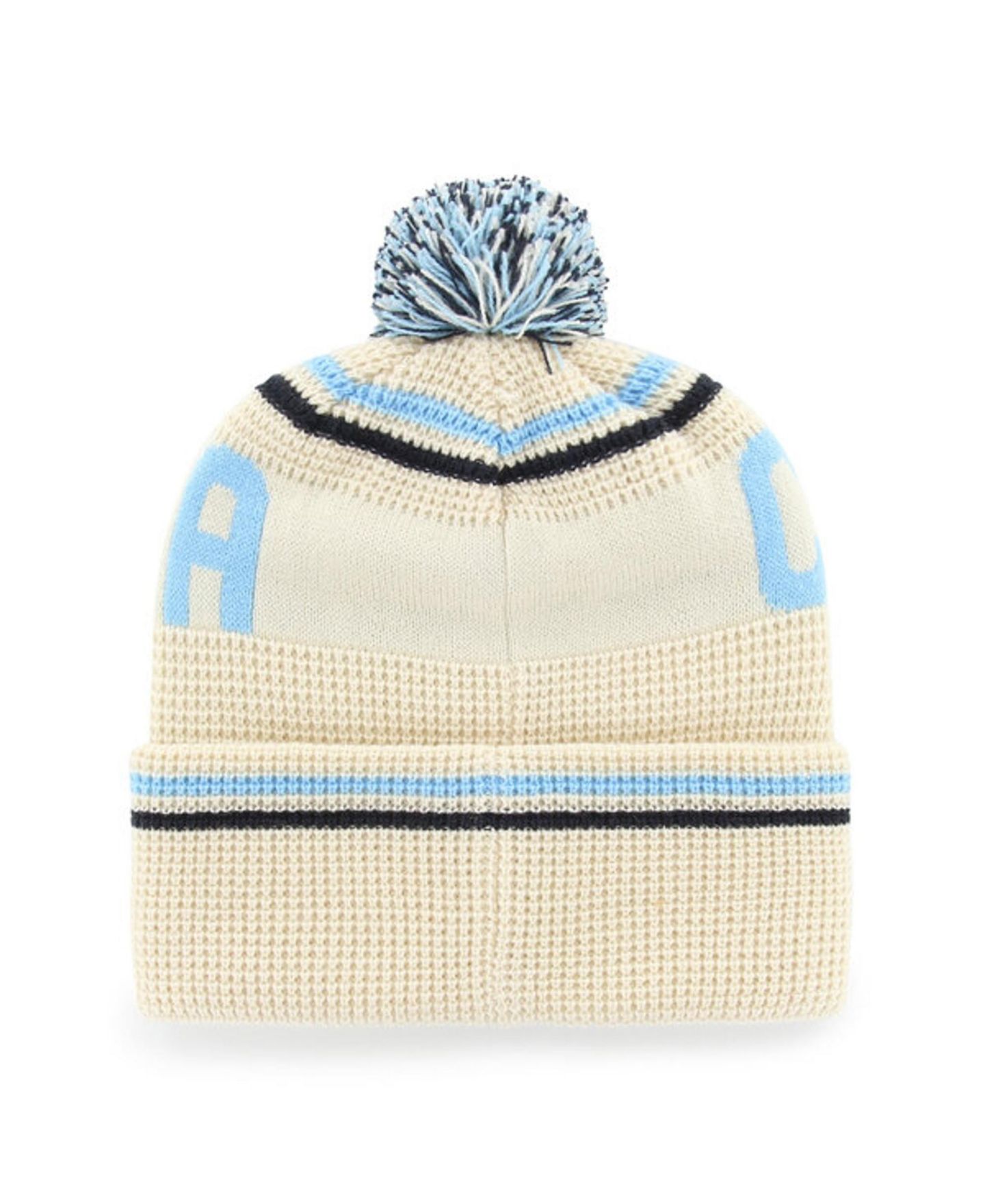 Головные уборы '47 Brand Cream North Carolina Tar Heels Quattrle Waffle Cuffed Knit Pom Hat — фото 2