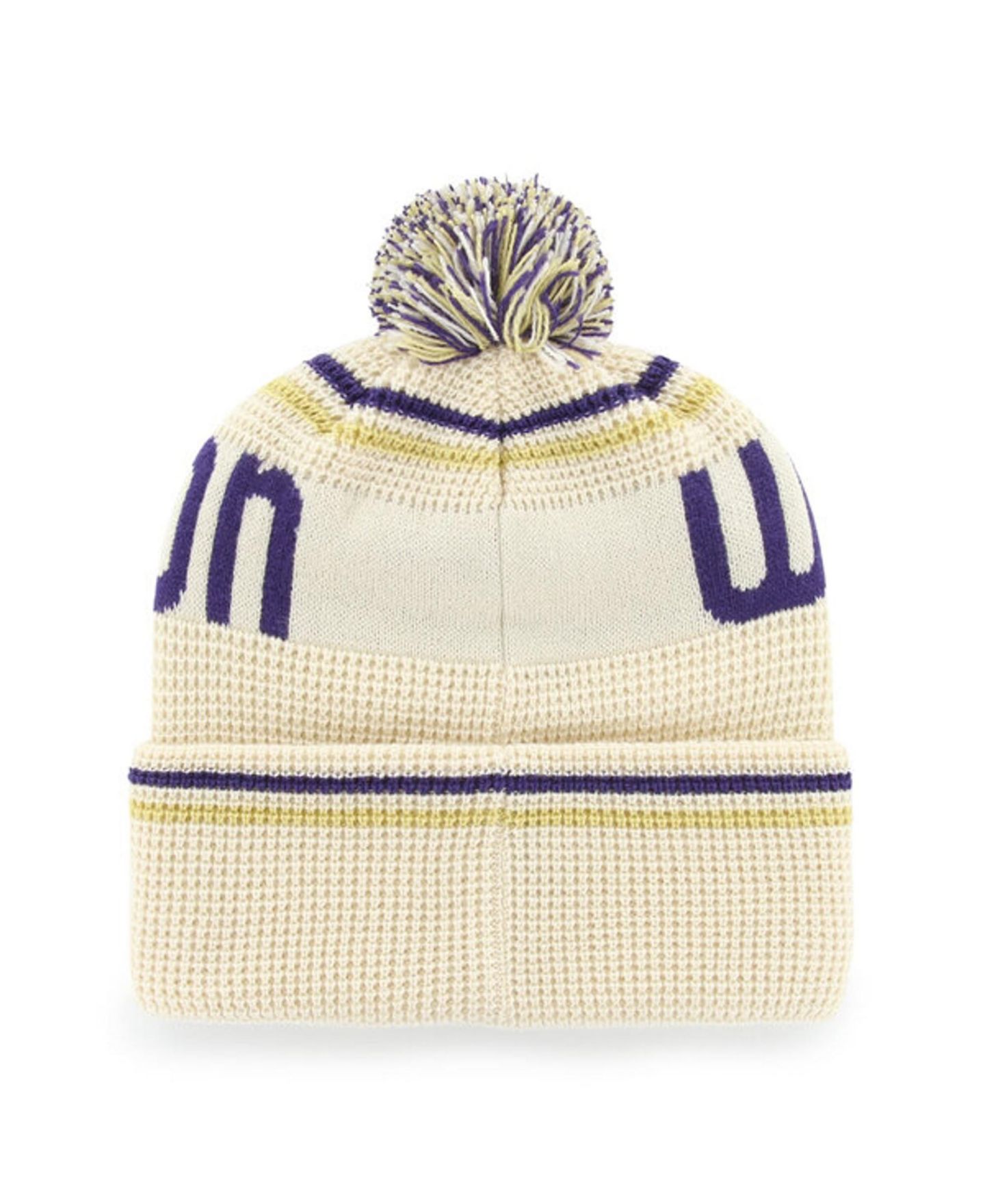 Головной убор '47 Brand Cream Washington Huskies Quattrle Waffle Cuffed Knit Pom Hat — фото 2