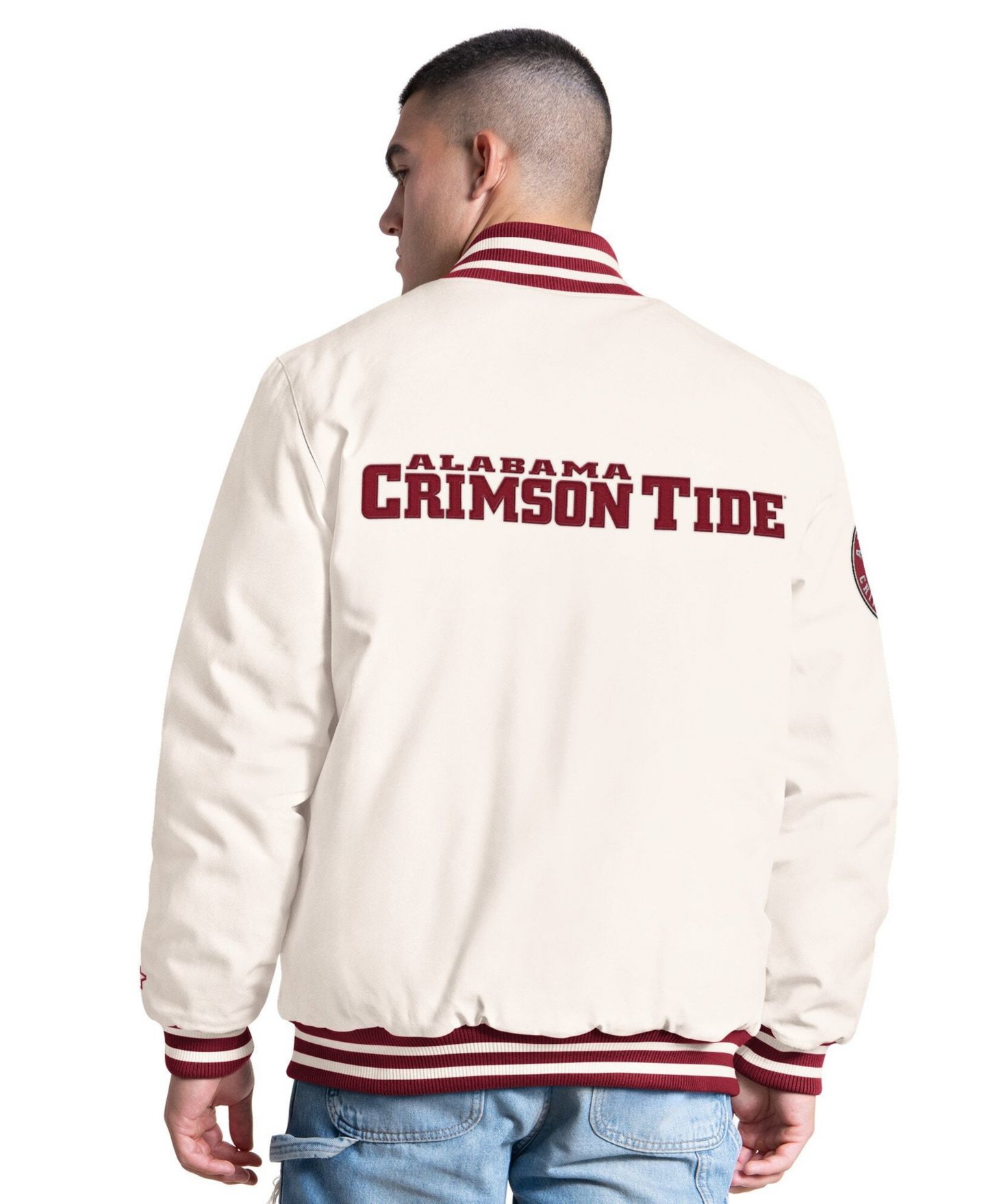 Мужская куртка Starter White Alabama Crimson Tide Spectator Varsity Full Snap — фото 2