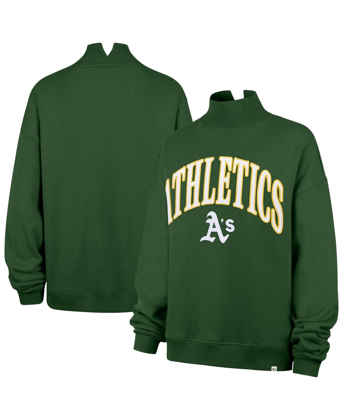 '47 Brand Women's Green Athletics Oversized Vantage Mock Neck Sweatshirt - Green