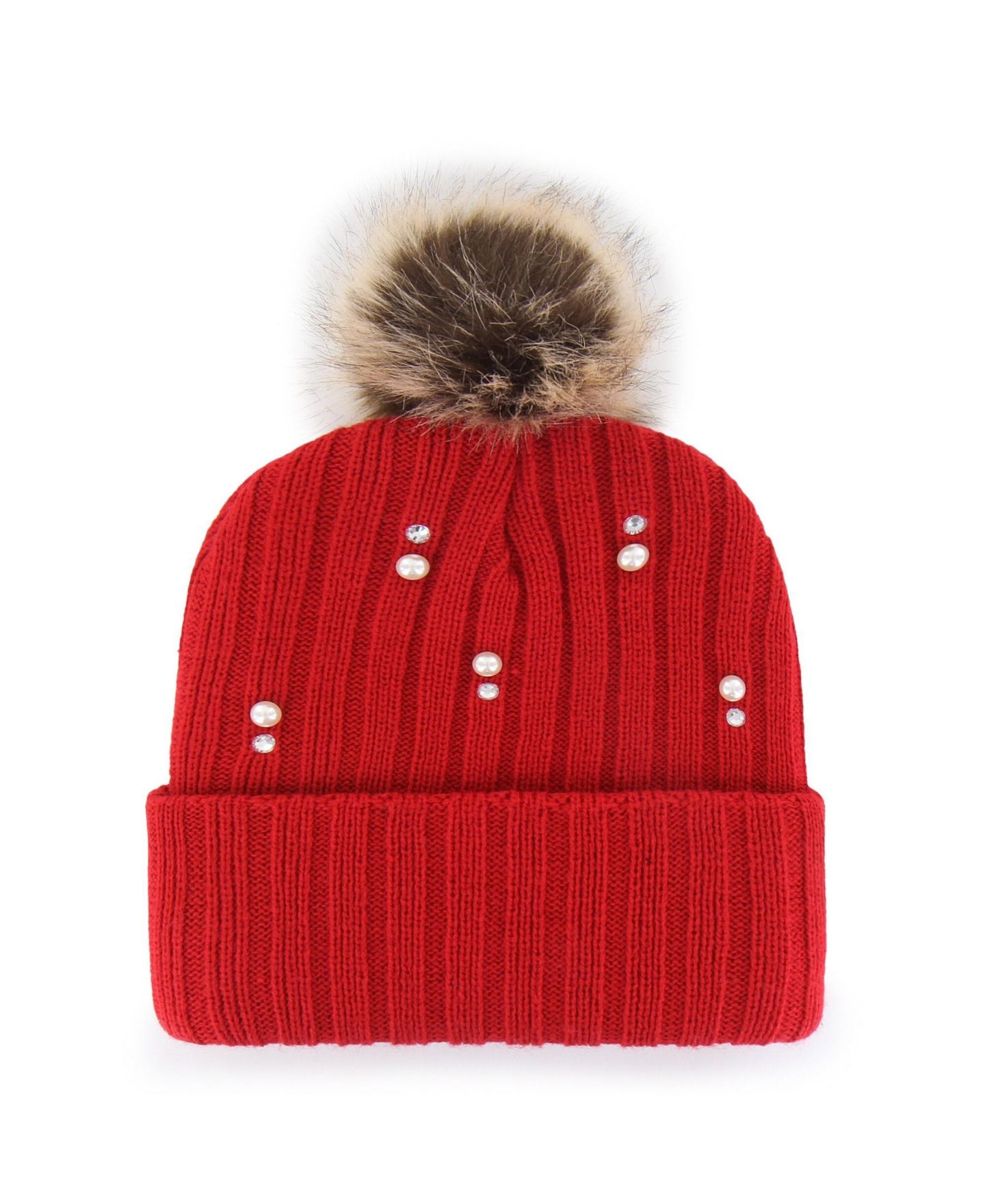 Женский головной убор '47 Brand Red Georgia Bulldogs Imitation Pearl Faux Fur Knit Pom Hat — фото 2