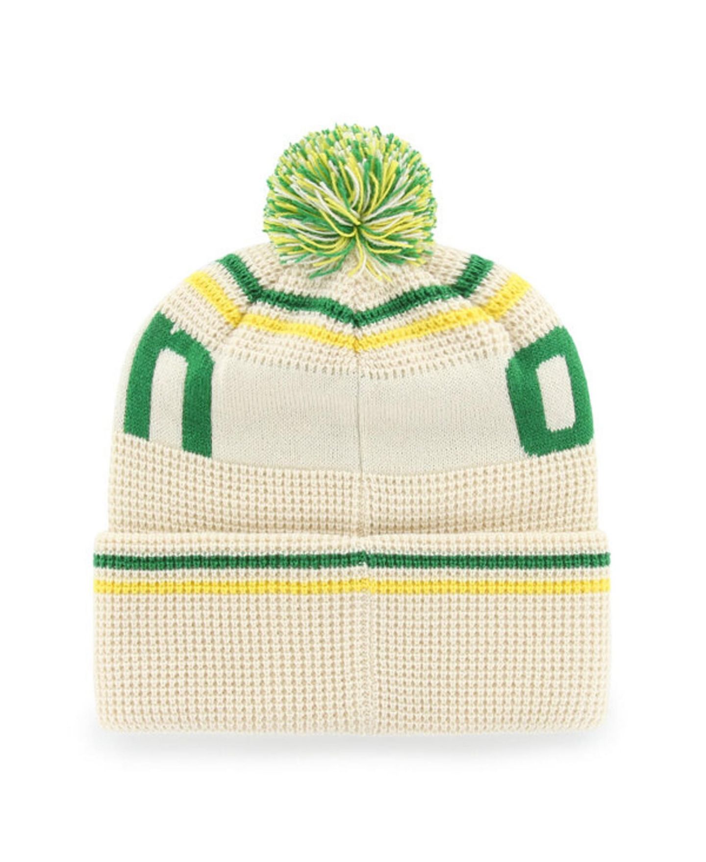 Головной убор '47 Brand Cream Oregon Ducks Quattrle Waffle Cuffed Knit Pom Hat — фото 2
