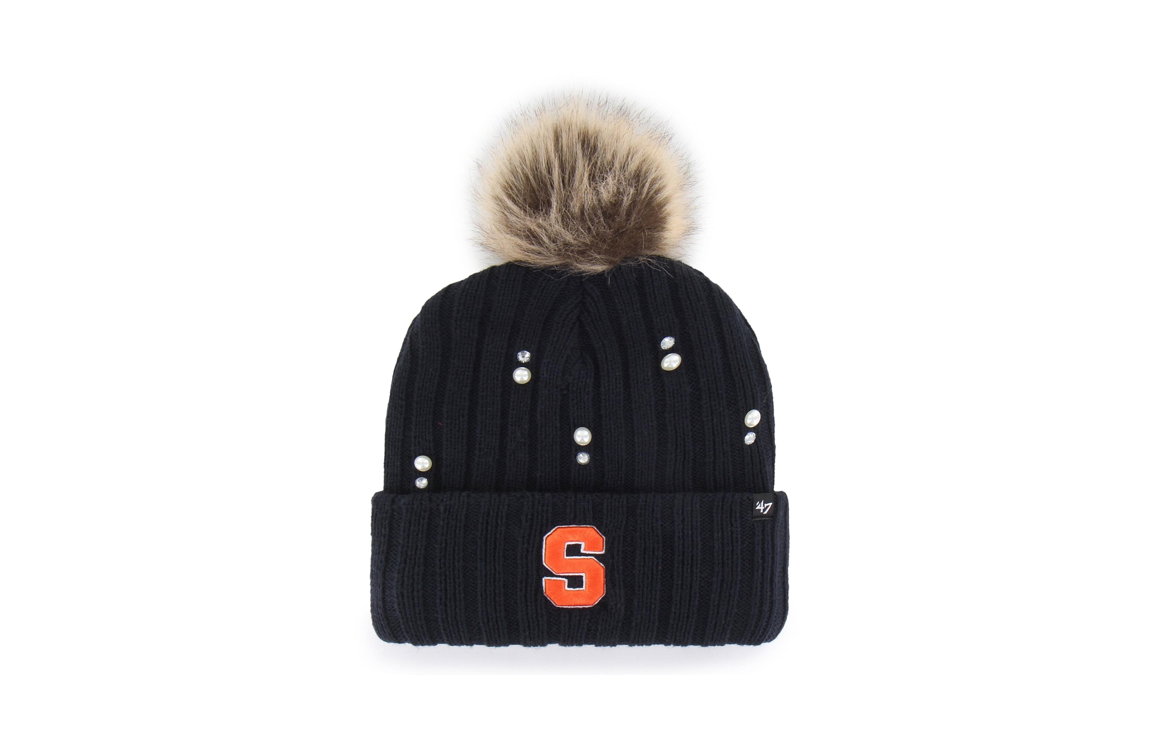 '47 Brand Women's Navy Syracuse Orange Pearl Fur Knit Pom Hat