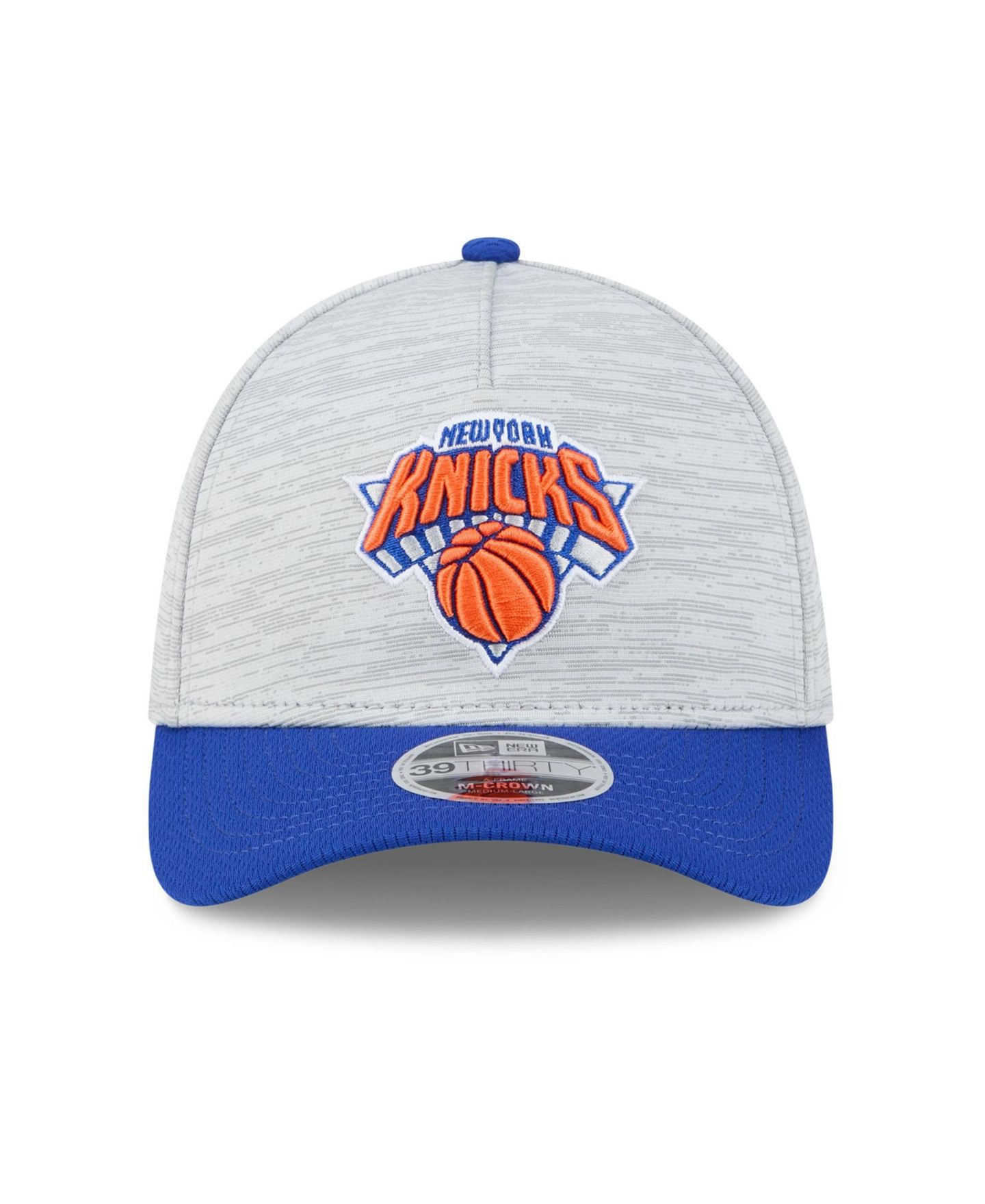 Мужской головной убор New Era Gray New York Knicks 39THIRTY M-Crown Tech Stretch Hat — фото 2