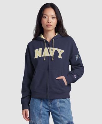 Women's Navy Midshipmen Arch Full-Zip Fleece Hoodie