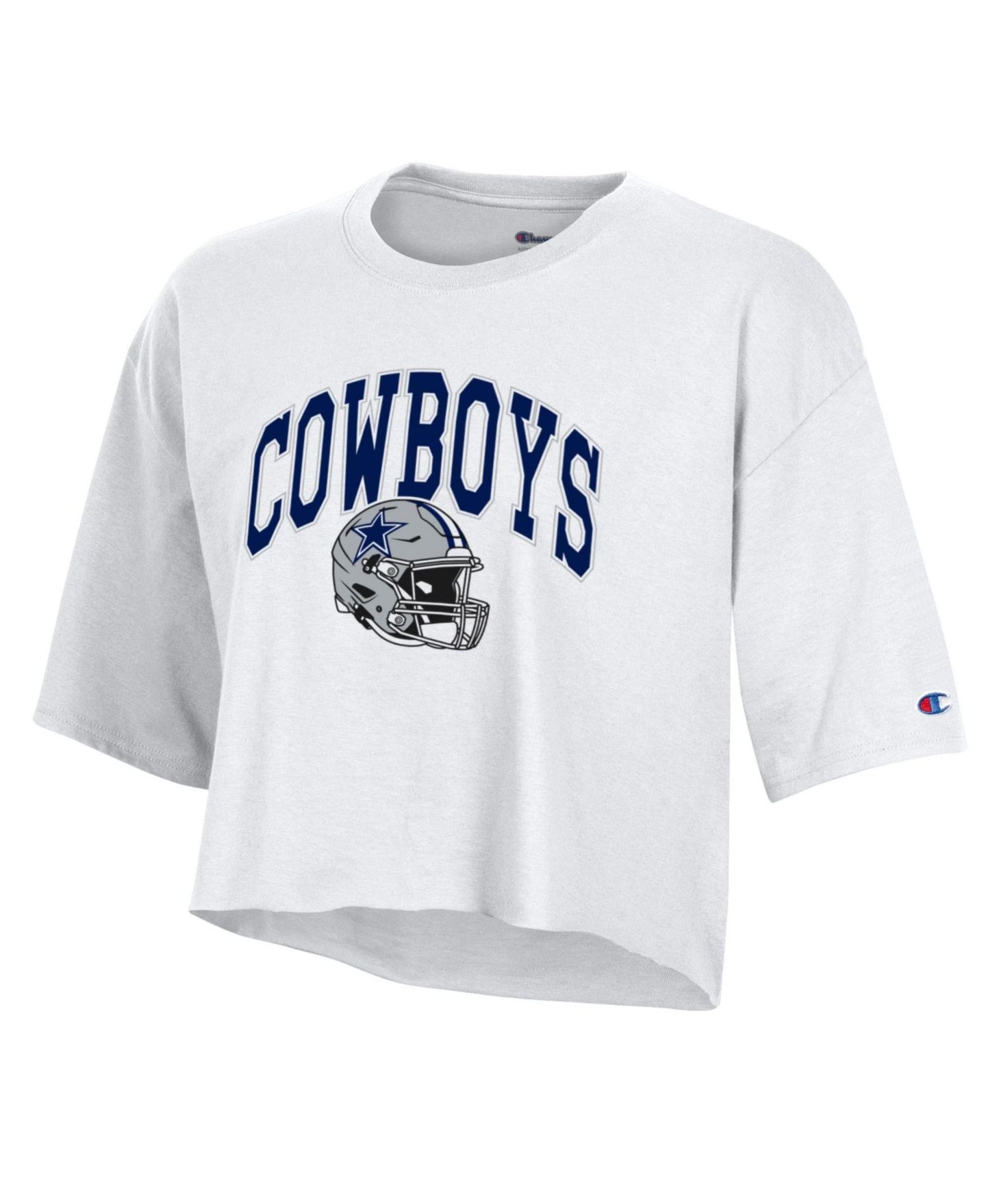 Женская футболка Champion White Dallas Cowboys Boyfriend Cropped — фото 3