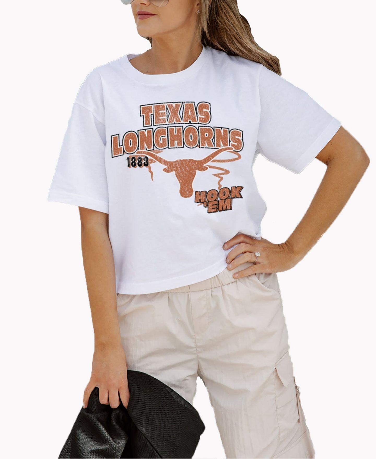 Женская футболка Gameday Couture White Texas Longhorns Logo Boxy Fit Cropped — фото 1
