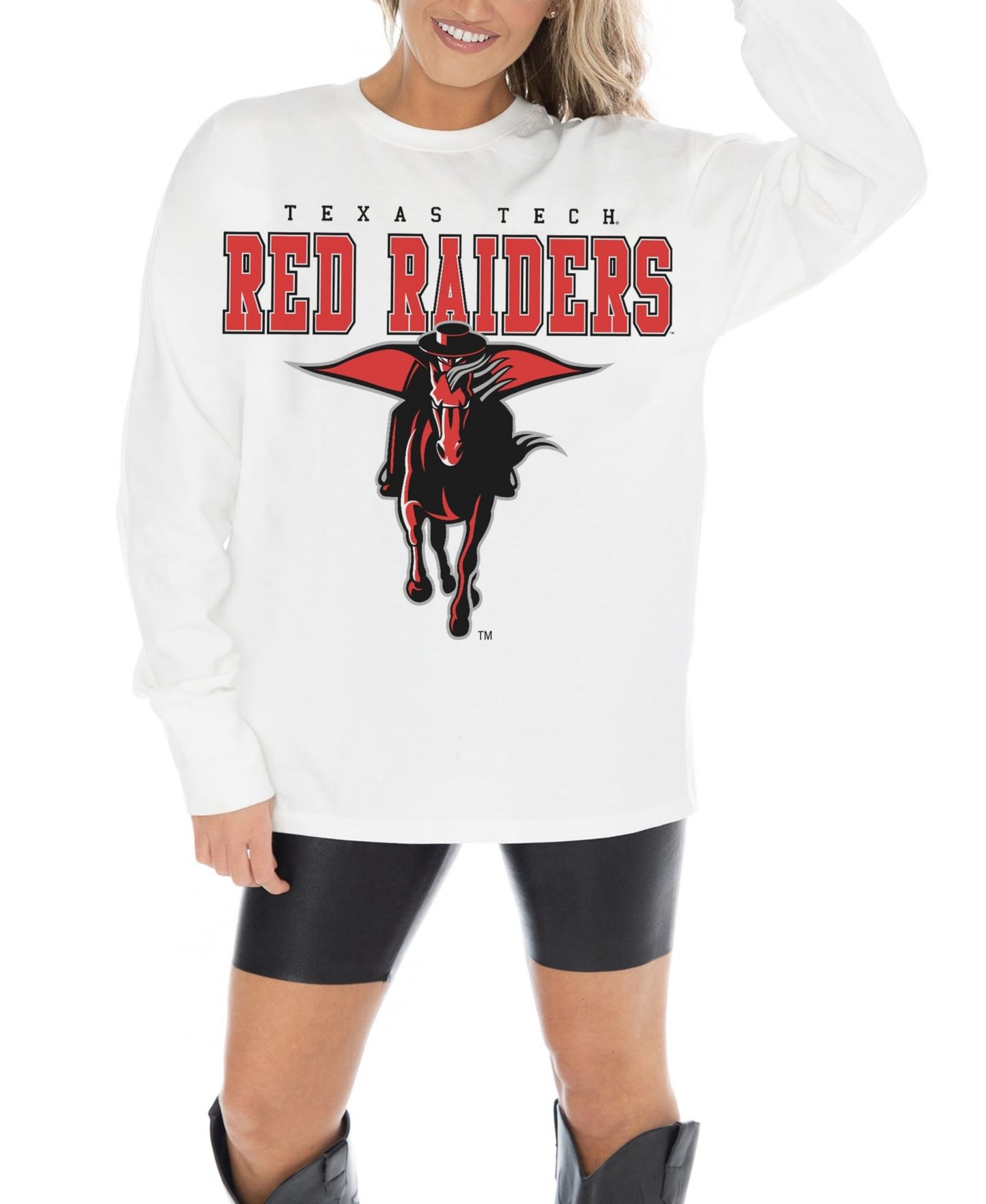 Женская футболка Gameday Couture White Texas Tech Red Raiders Big Goals Oversized Long-Sleeve — фото 3