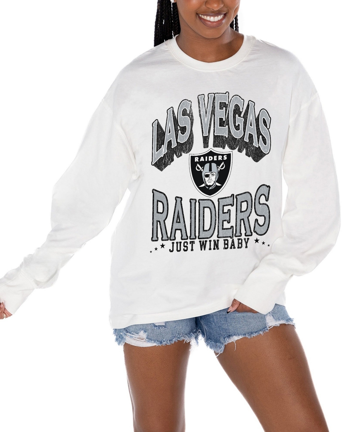Gameday Couture Women's White Las Vegas Raiders Time Out Oversized Long-Sleeve T-Shirt - White