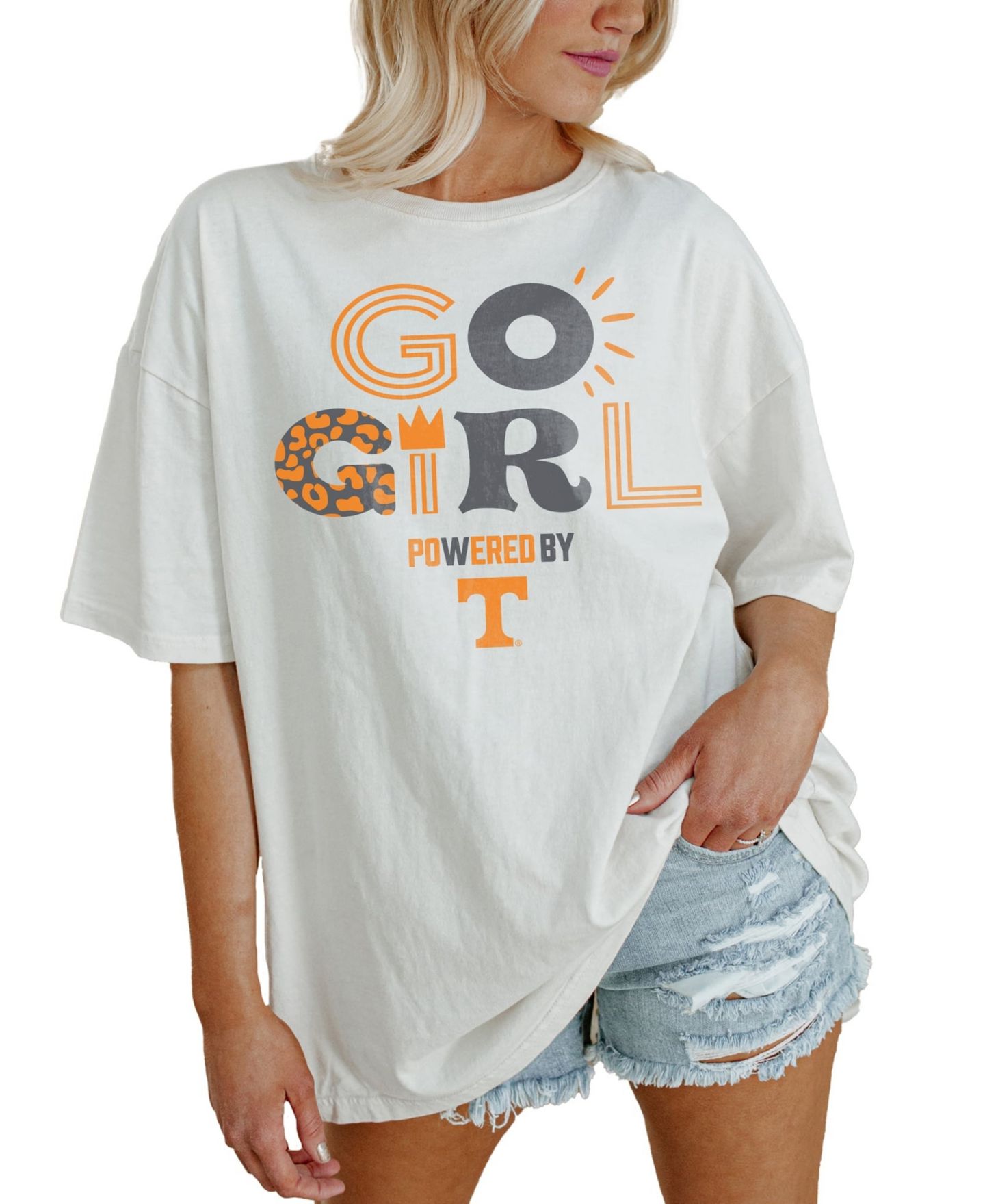 Женская футболка Gameday Couture White Tennessee Volunteers Powered By Go Girl Oversized — фото 1