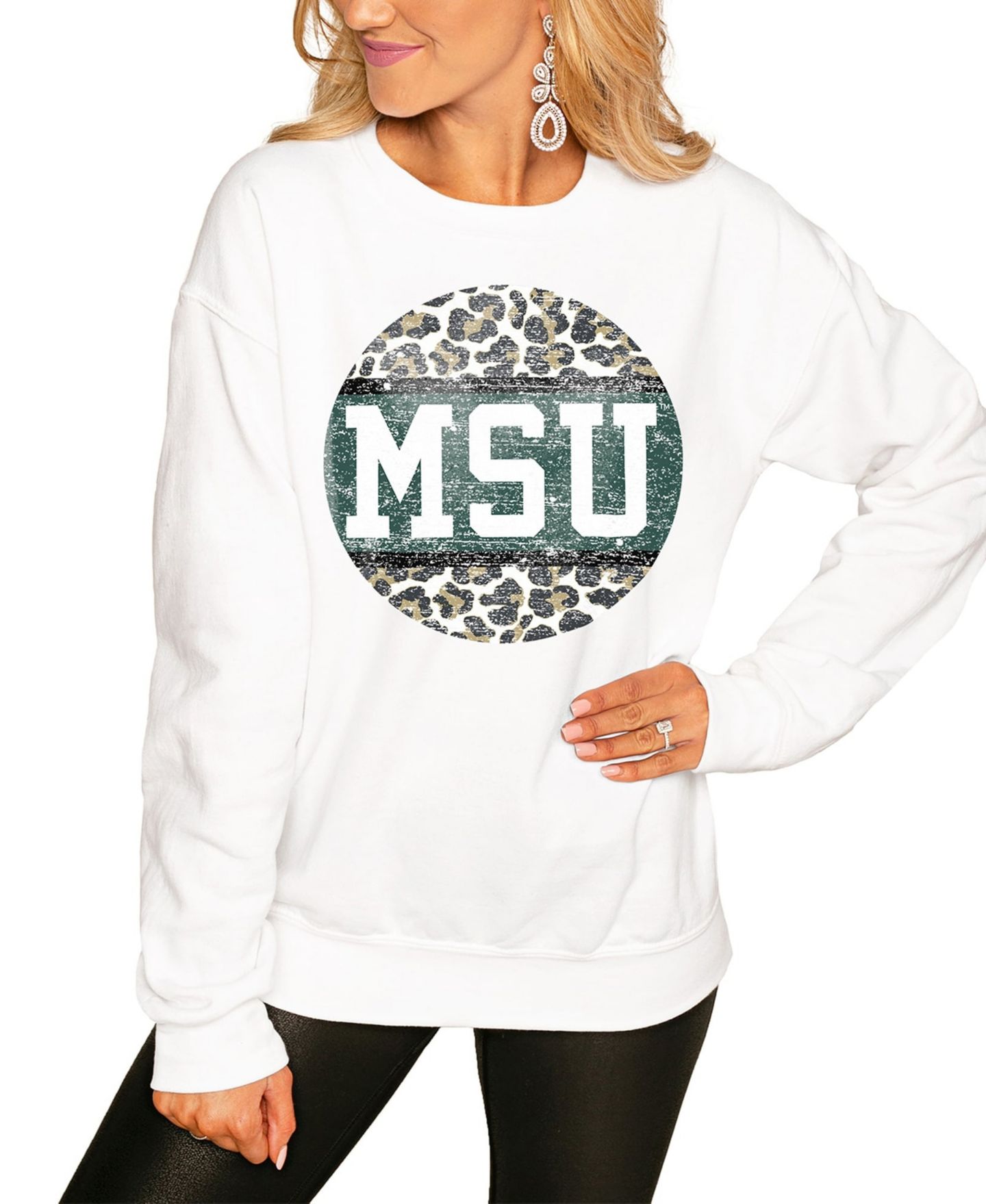 Женская толстовка Gameday Couture White Michigan State Spartans Scoop Score Pullover — фото 1