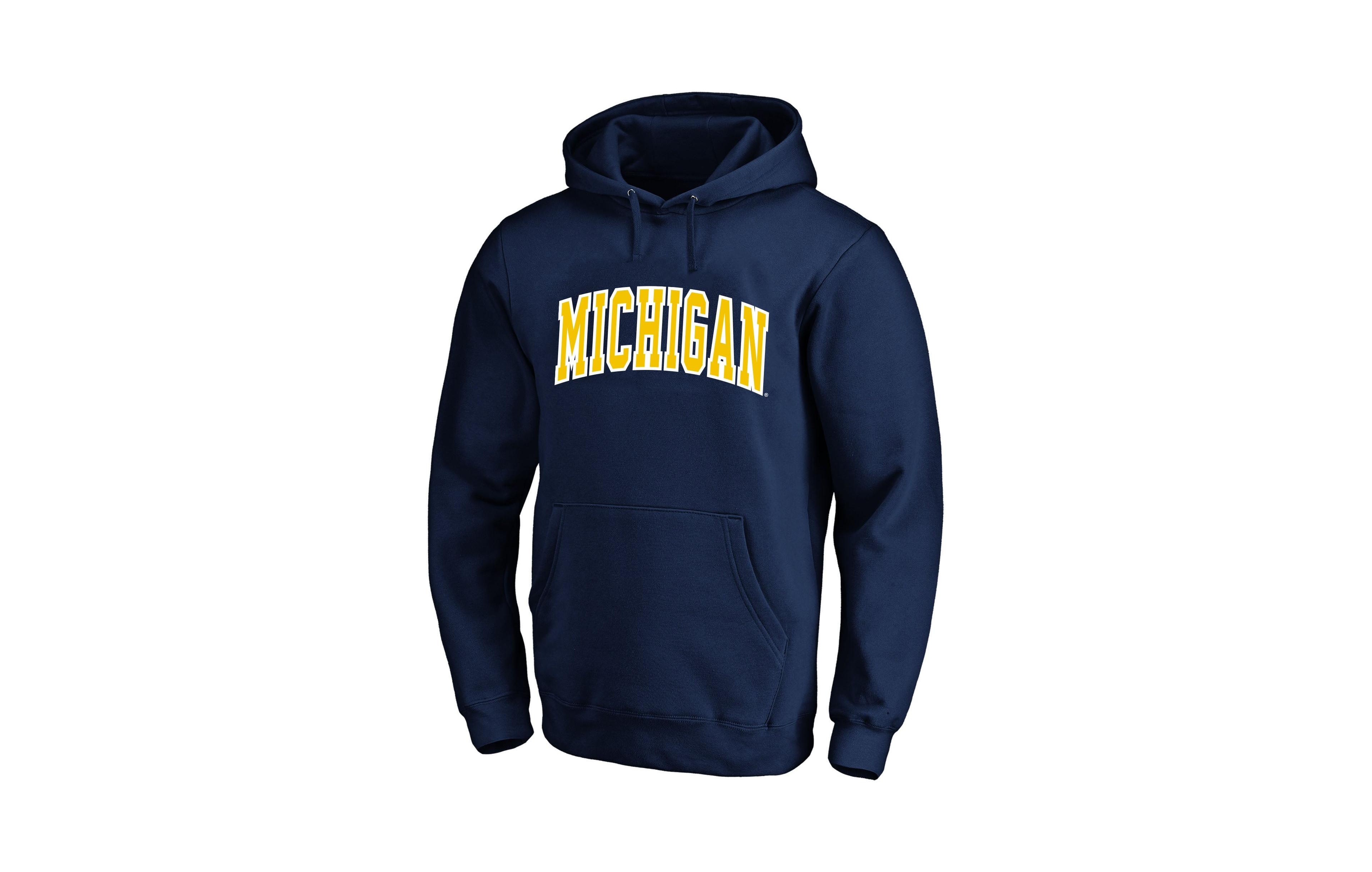 Champion Men's Navy Michigan Wolverines Arch Over Tackle Twill Hoodie